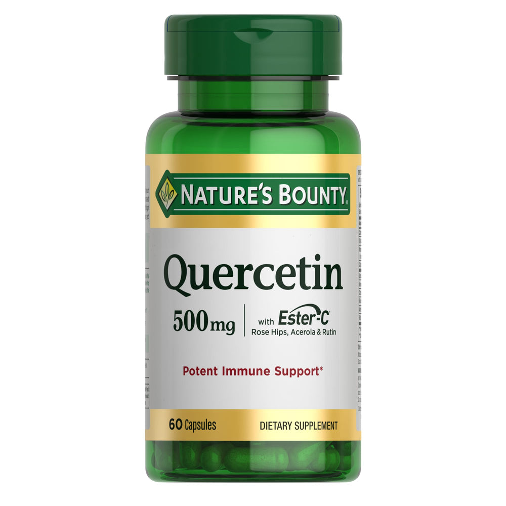 Front view of Nature's Bounty Quercetin 500mg immune support bottle