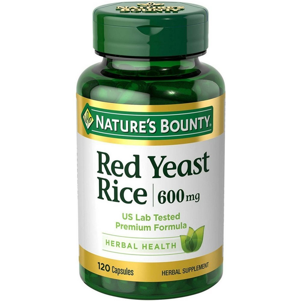 Bottle of Nature's Bounty Red Yeast Rice 600 mg 120 capsules (pack of 2)