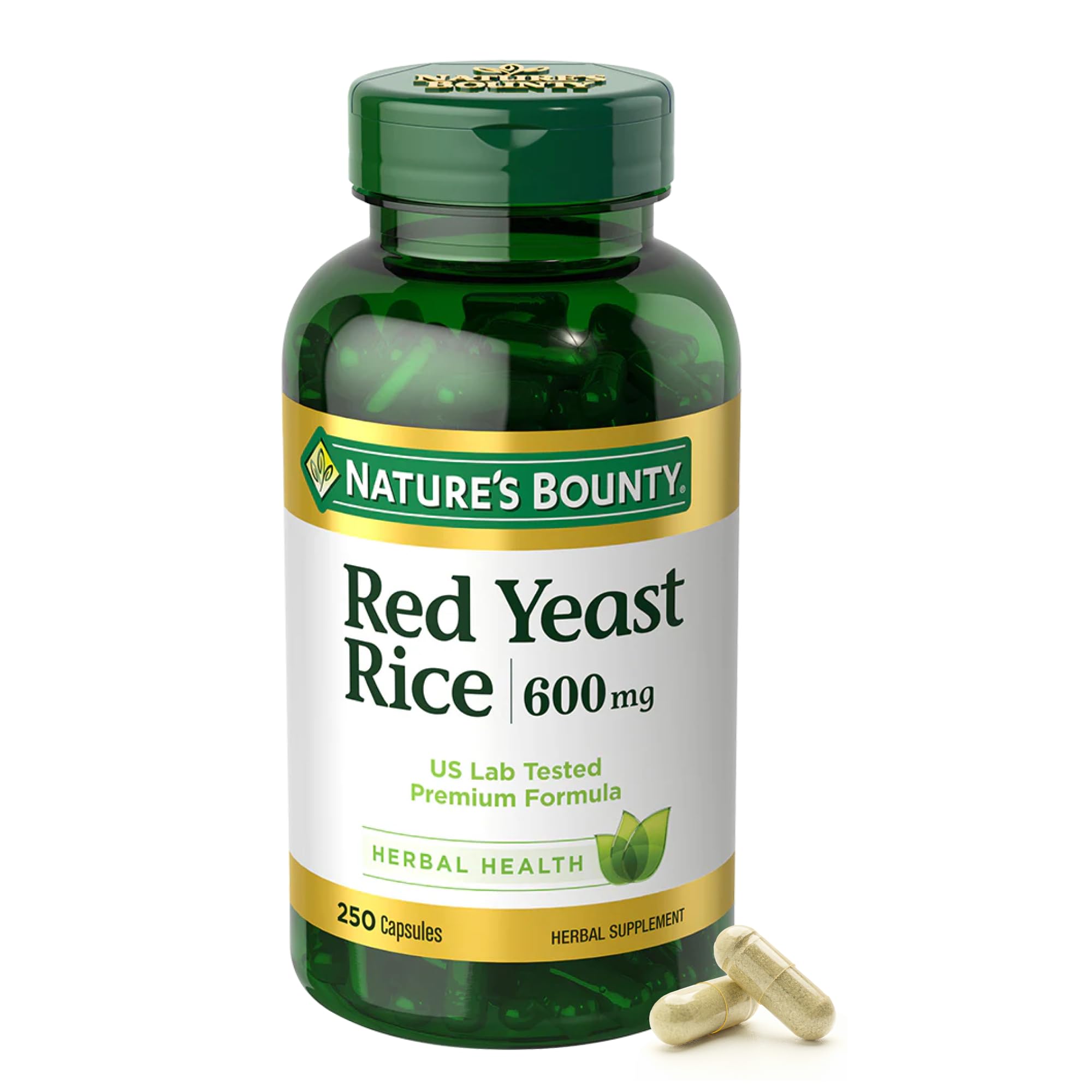 Bottle of Nature's Bounty Red Yeast Rice 600 mg per capsule