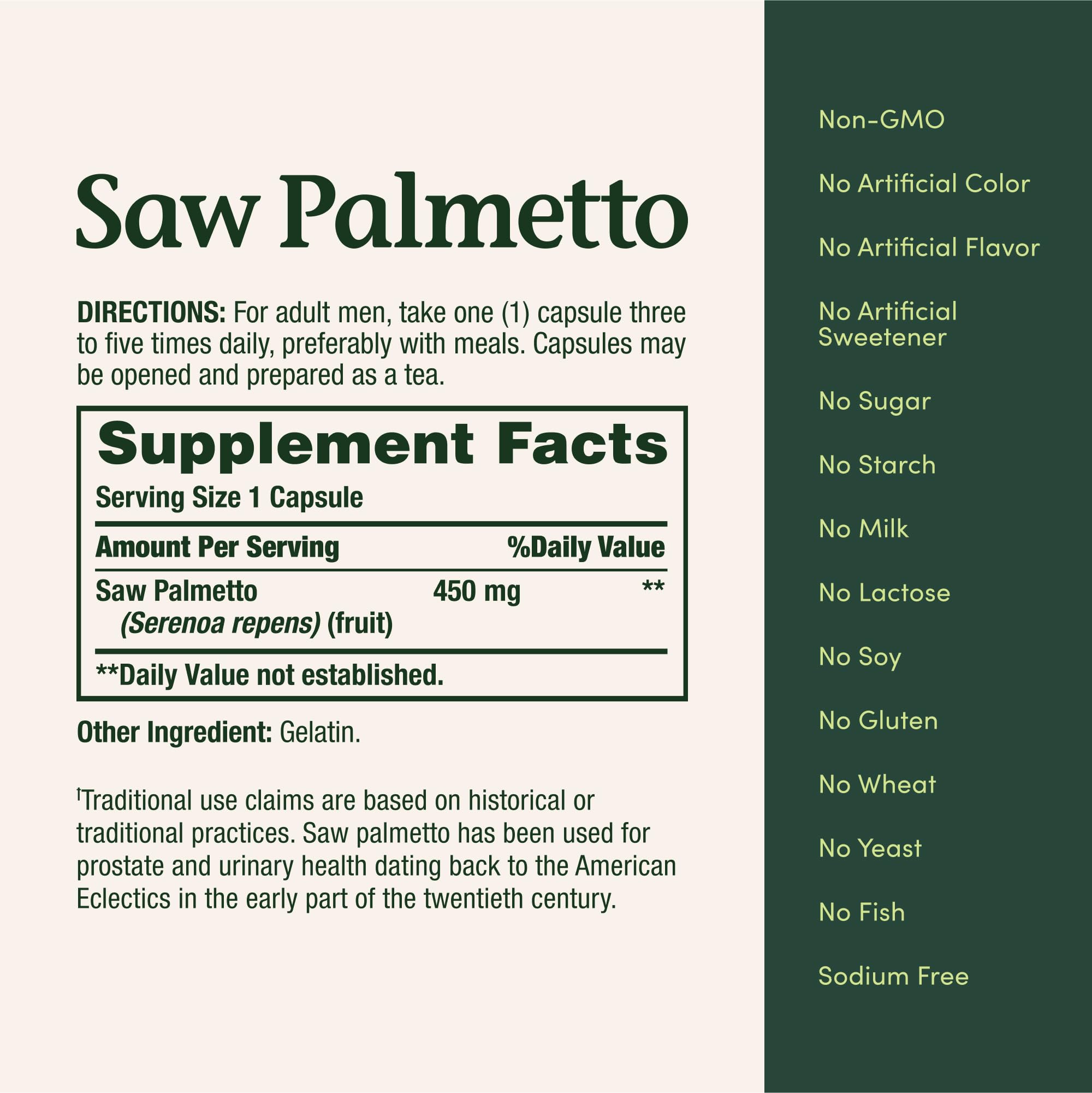 Nature's Bounty Saw Palmetto packaging and bottle