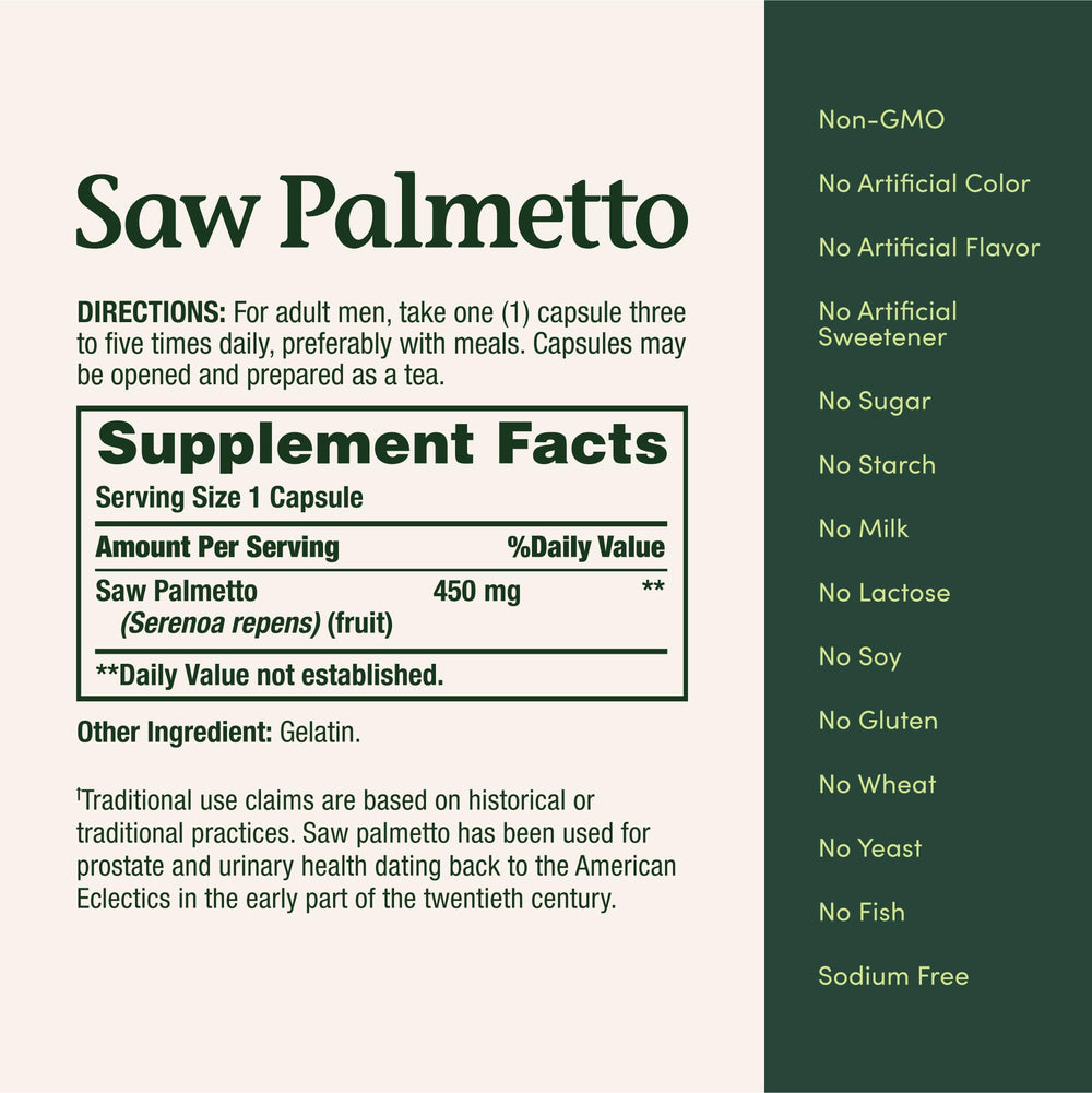 Nature's Bounty Saw Palmetto packaging and bottle