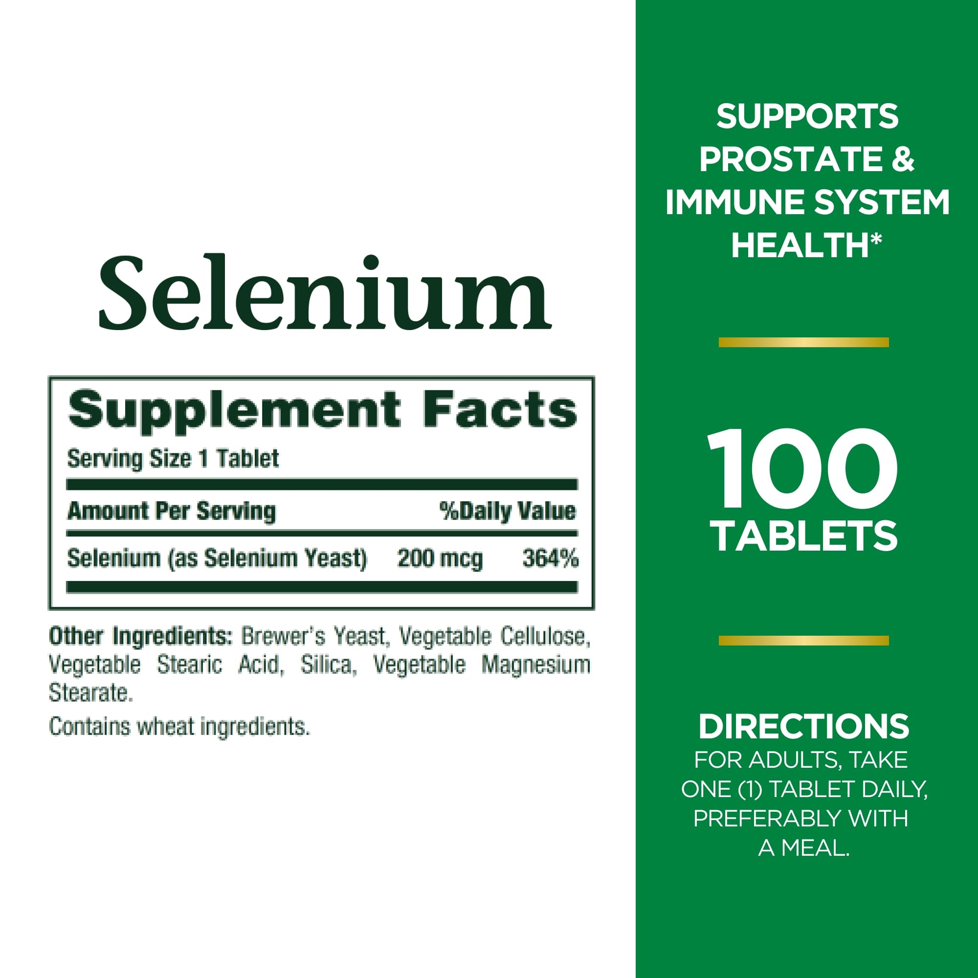 Nature's Bounty Selenium 200 mcg 100 tablets packaging