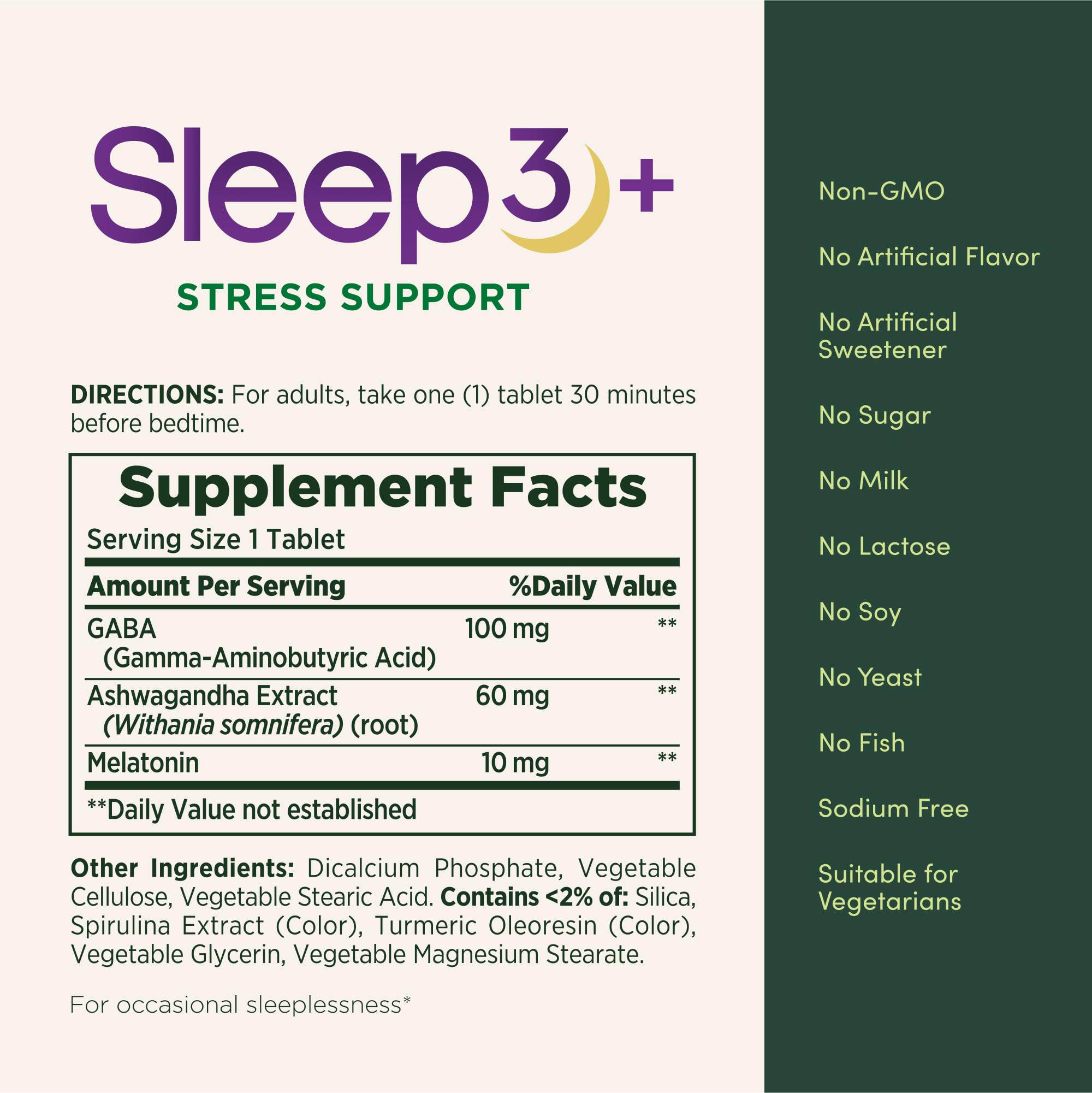 Person taking Sleep3+ Stress Support tablet before bed