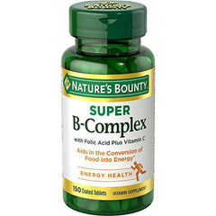 Nature's Bounty Super B-Complex 300 Tablets 2 x 150 Count Bottles back view