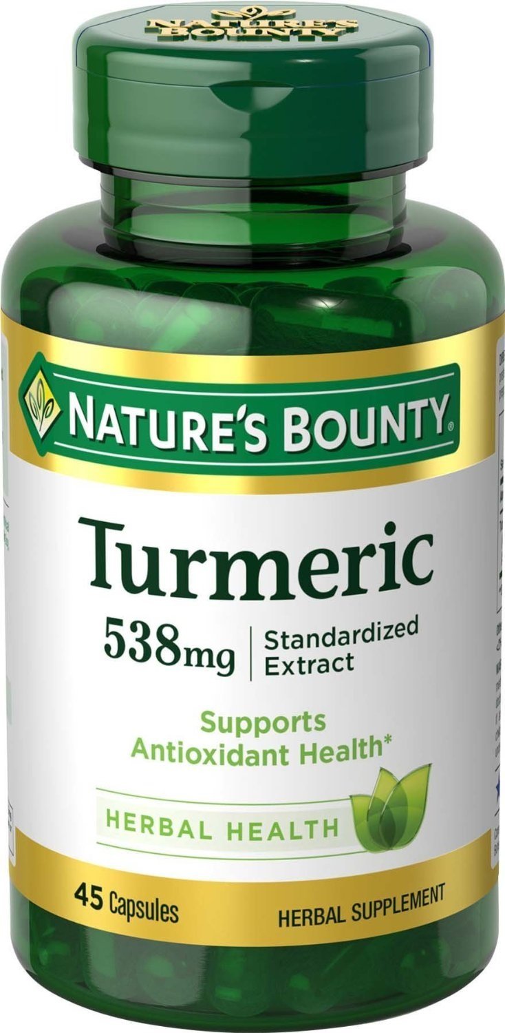 Natures Bounty Turmeric 538 mg standardized extract bottle – pack of 2 (90 capsules total)