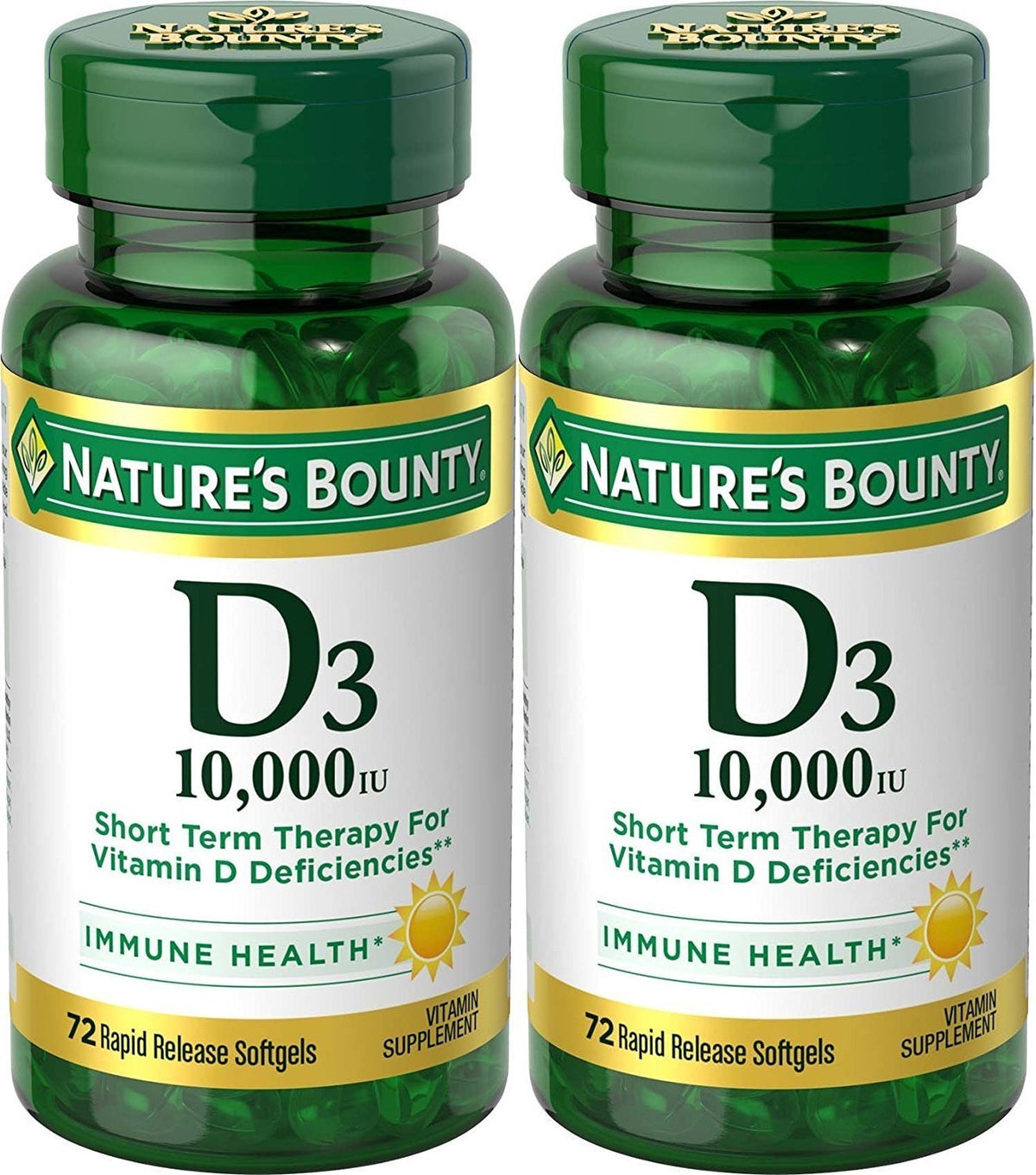 Nature's Bounty Ultra Strength Vitamin D3 10,000 IU softgels – 72 count, 2-pack