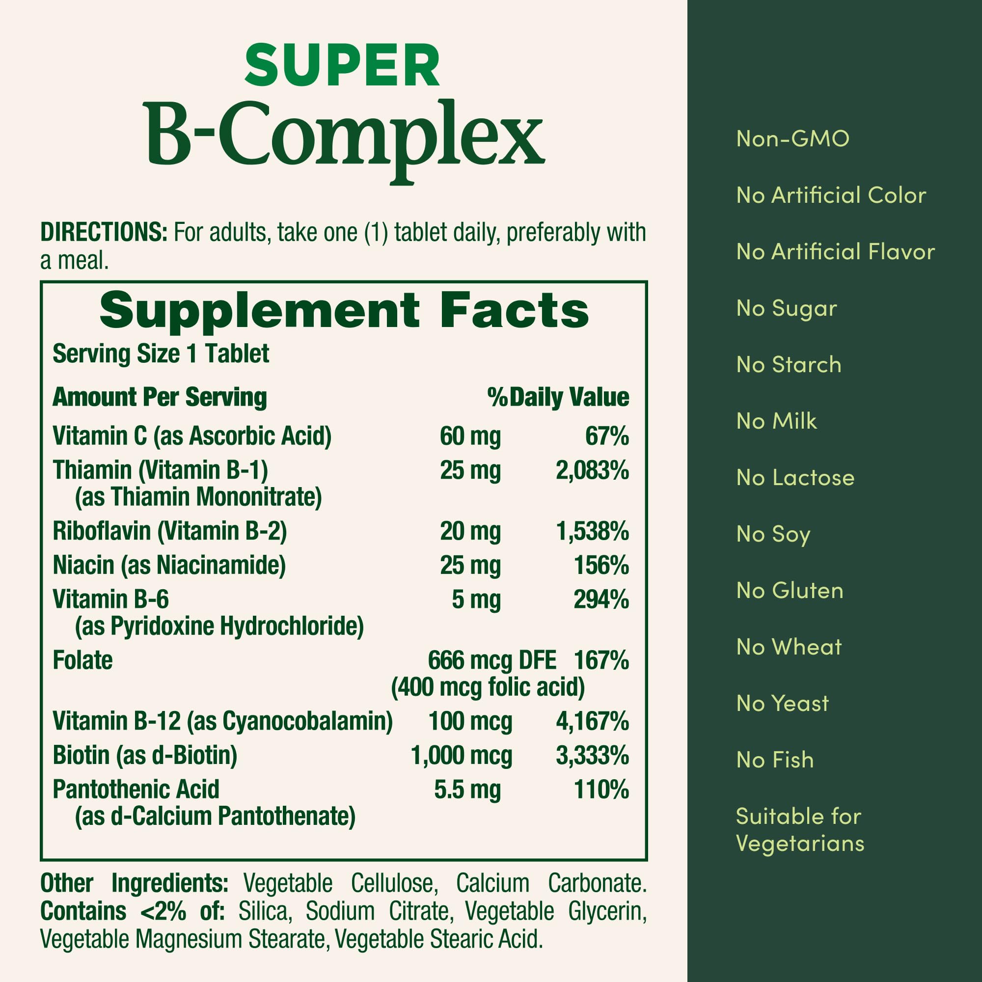 Vegetarian-friendly, non-GMO, gluten-free labeling on product