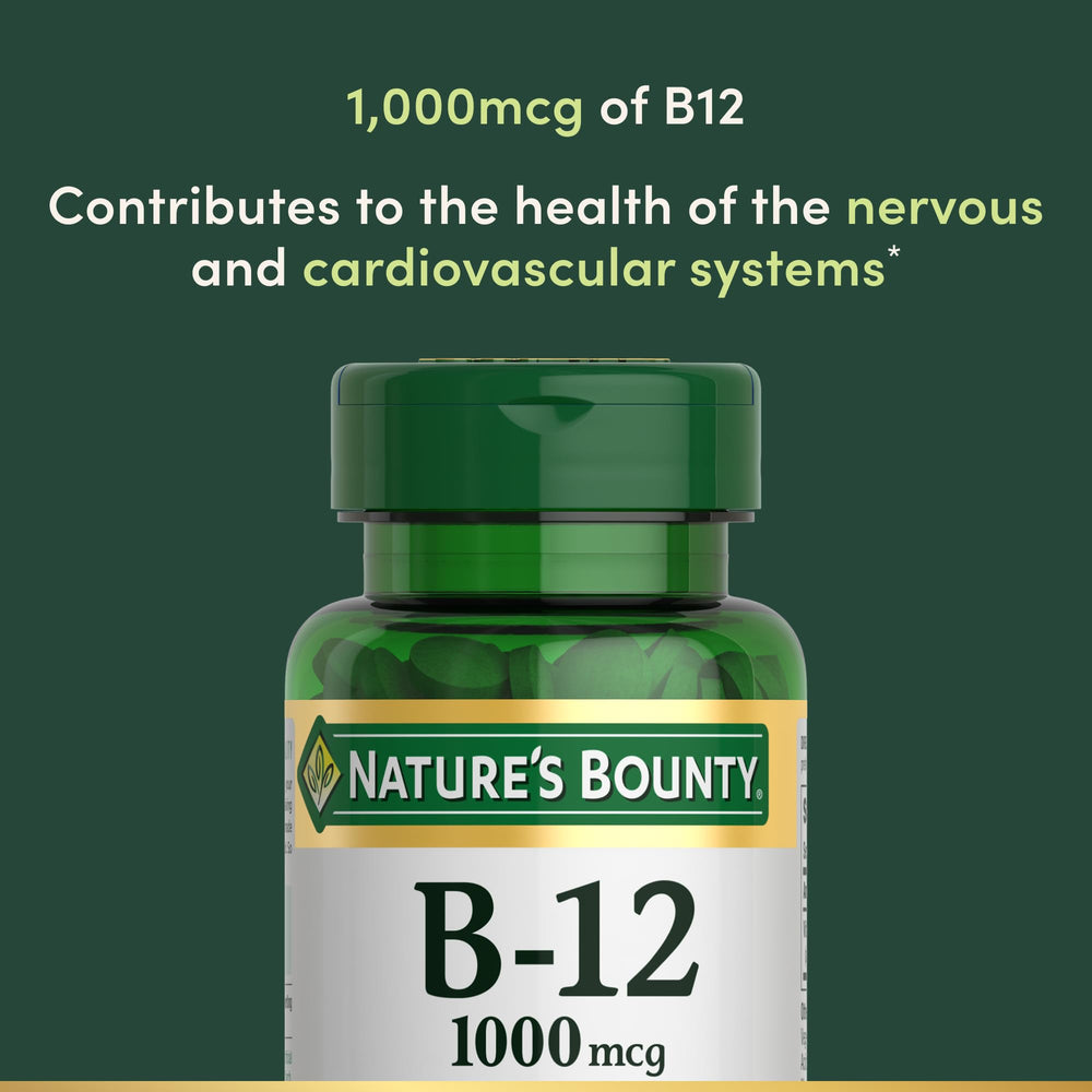 Back label of Nature's Bounty Vitamin B12 bottle