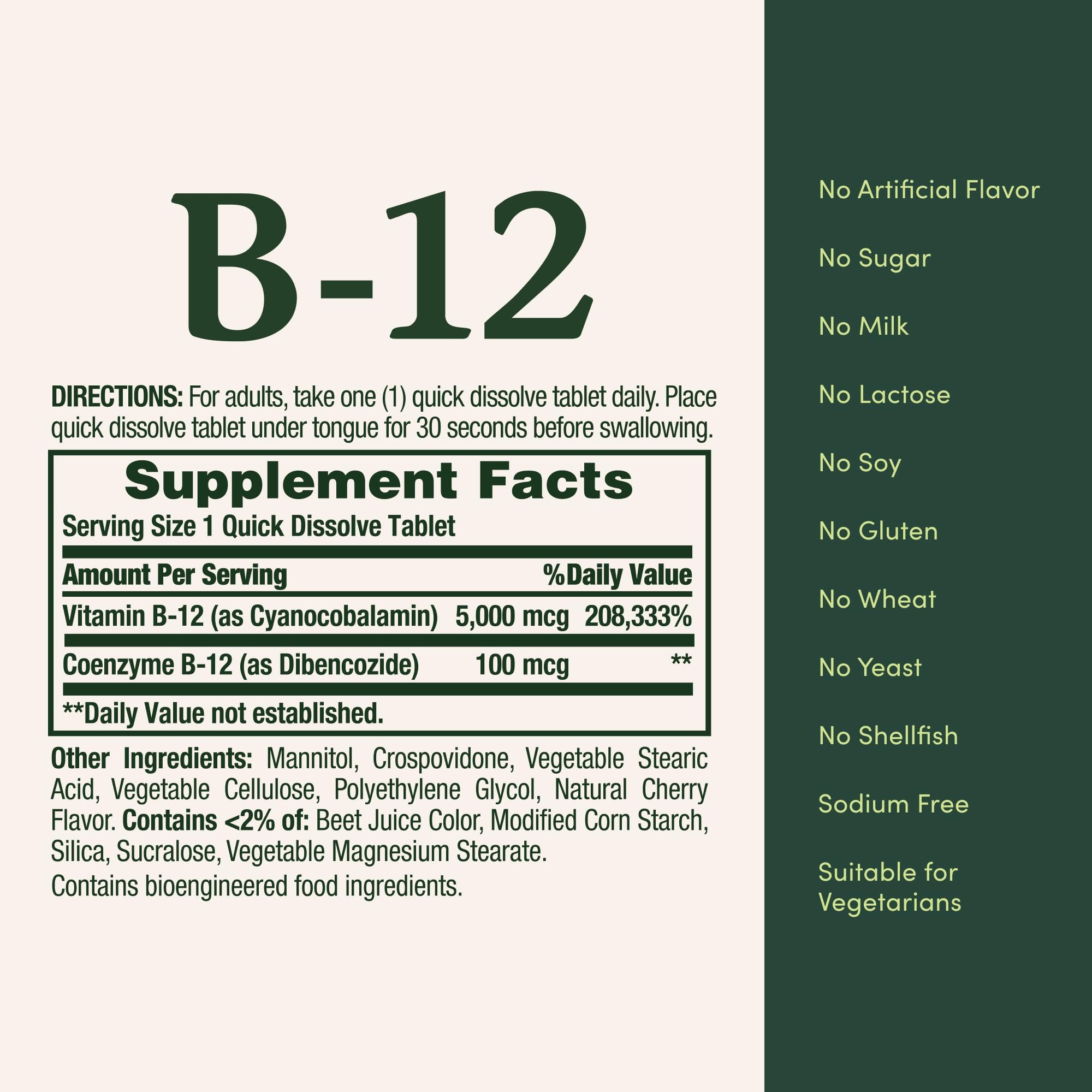 Label highlights: gluten-free, sugar-free, no artificial colors or sweeteners