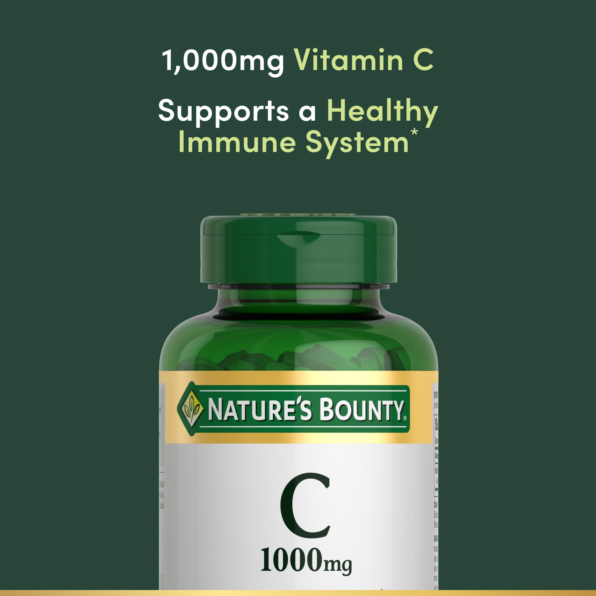 Ingredients panel for Nature's Bounty Vitamin C 1000mg caplets