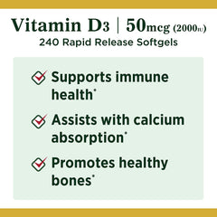 Close-up of Vitamin D3 softgels capsules
