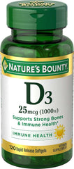 Nature's Bounty Vitamin D3 1000IU softgels bottle - 4-pack