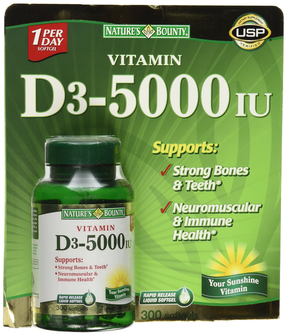 Nature's Bounty Vitamin D3 5000 IU Softgels - 300 Count