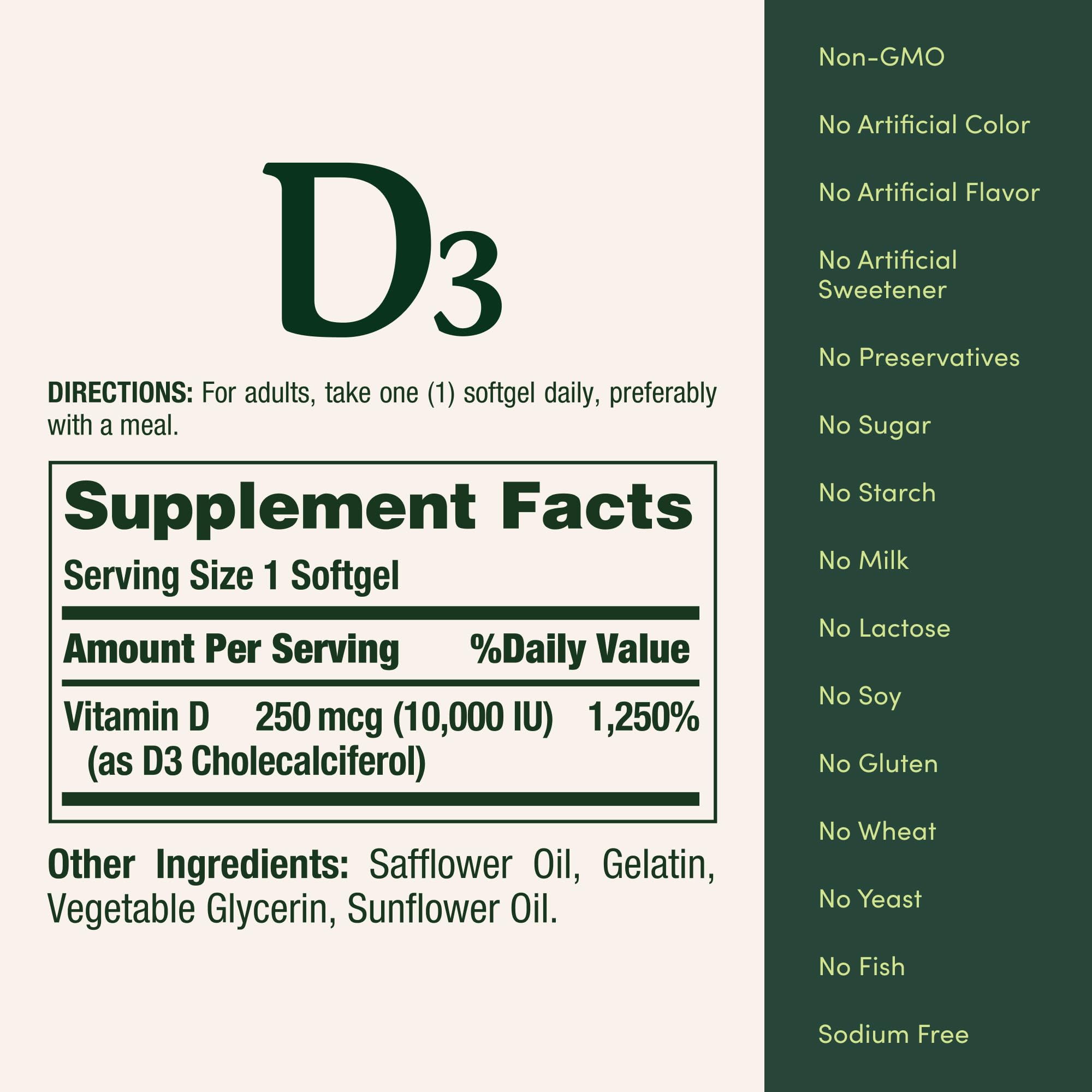 Nature's Bounty Vitamin D3 72-count bottle packaging