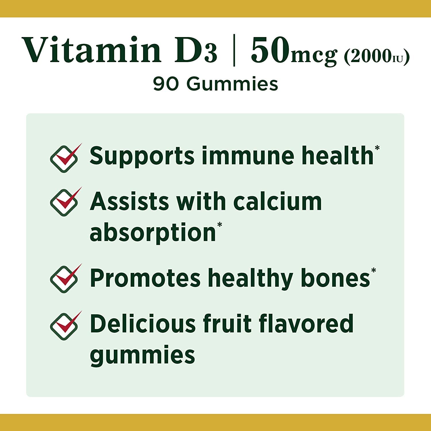 Nutrition label showing 50 mcg (2000 IU) Vitamin D3