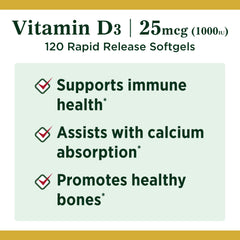 Vitamin D3 Soft Gels capsules inside bottle