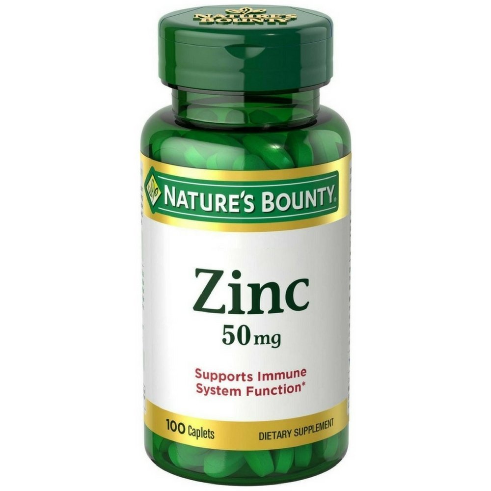 Nature's Bounty Zinc 50 mg caplets – immune support, pack of 2 (100 count per bottle)