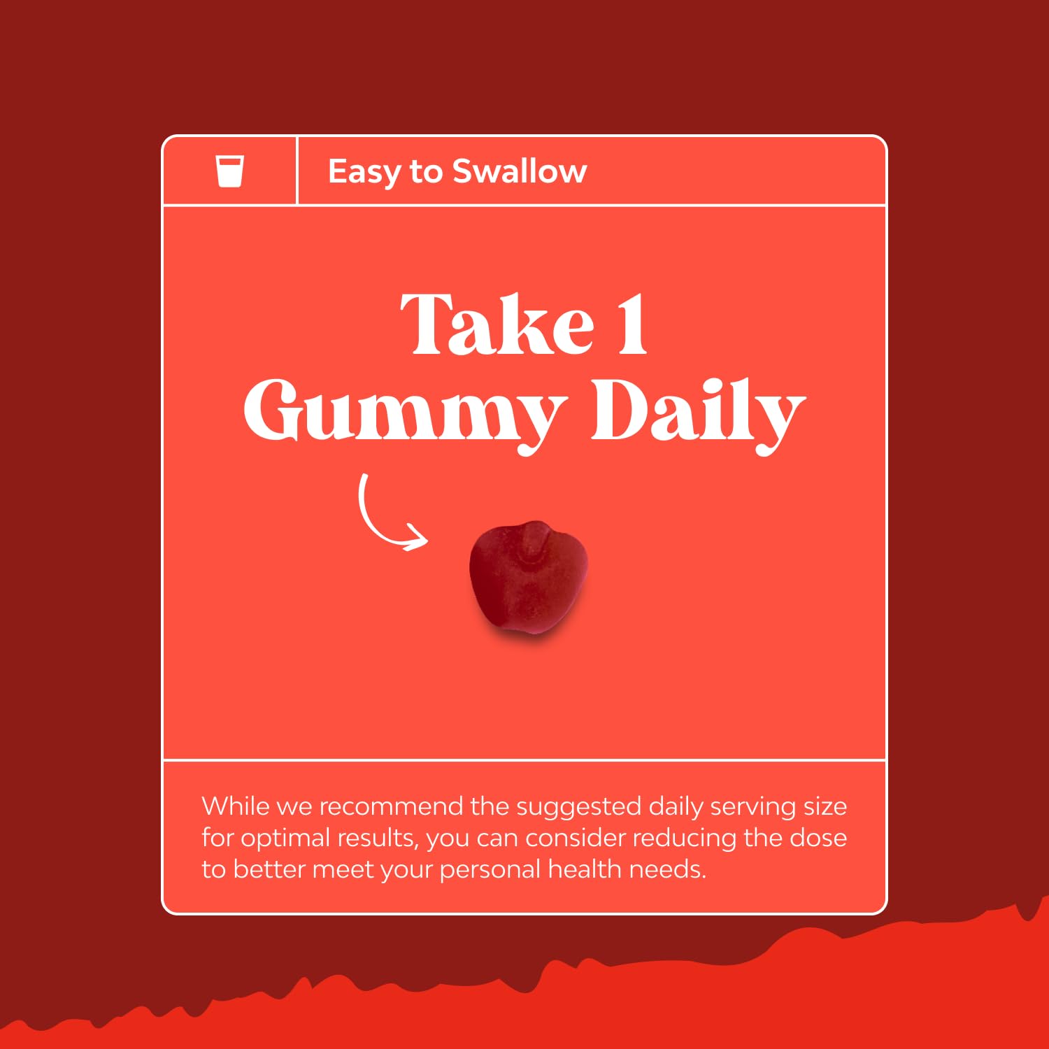 Natures Craft gummy in hand demonstrating recommended serving size and portability