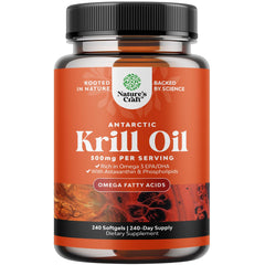 Front view of Natures Craft Antarctic Krill Oil 500mg softgels bottle