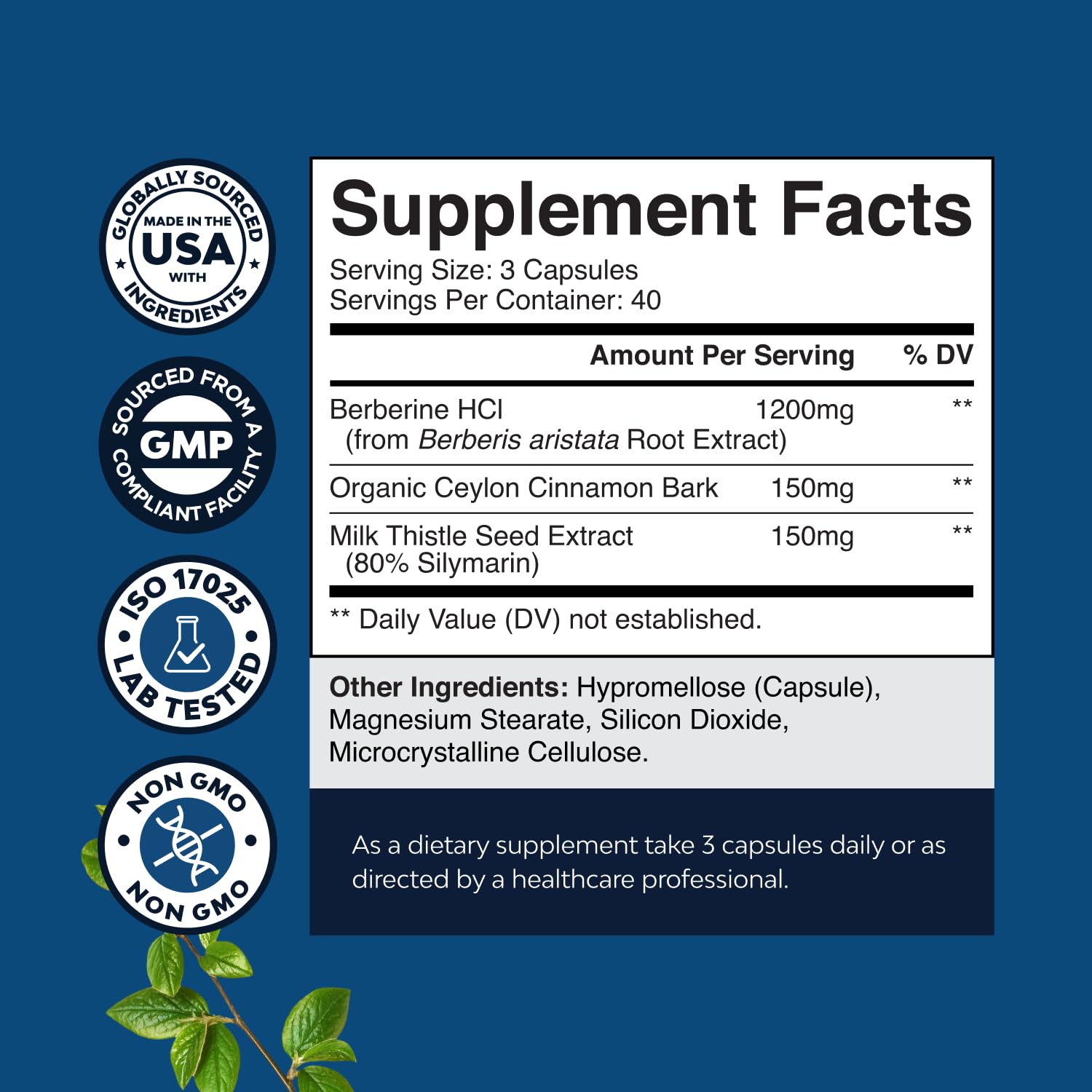 Natures Craft Berberine capsules closeup showcasing extra-strength formula for daily balance.