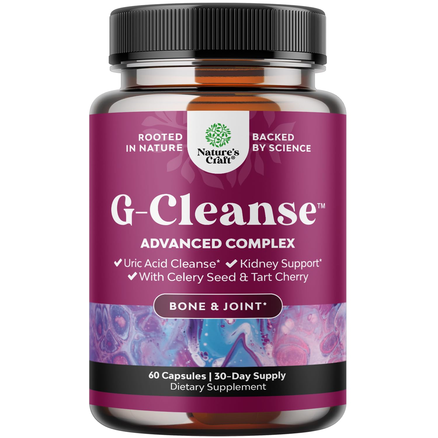 Natures Craft G-Cleanse bottle front for daily uric acid support