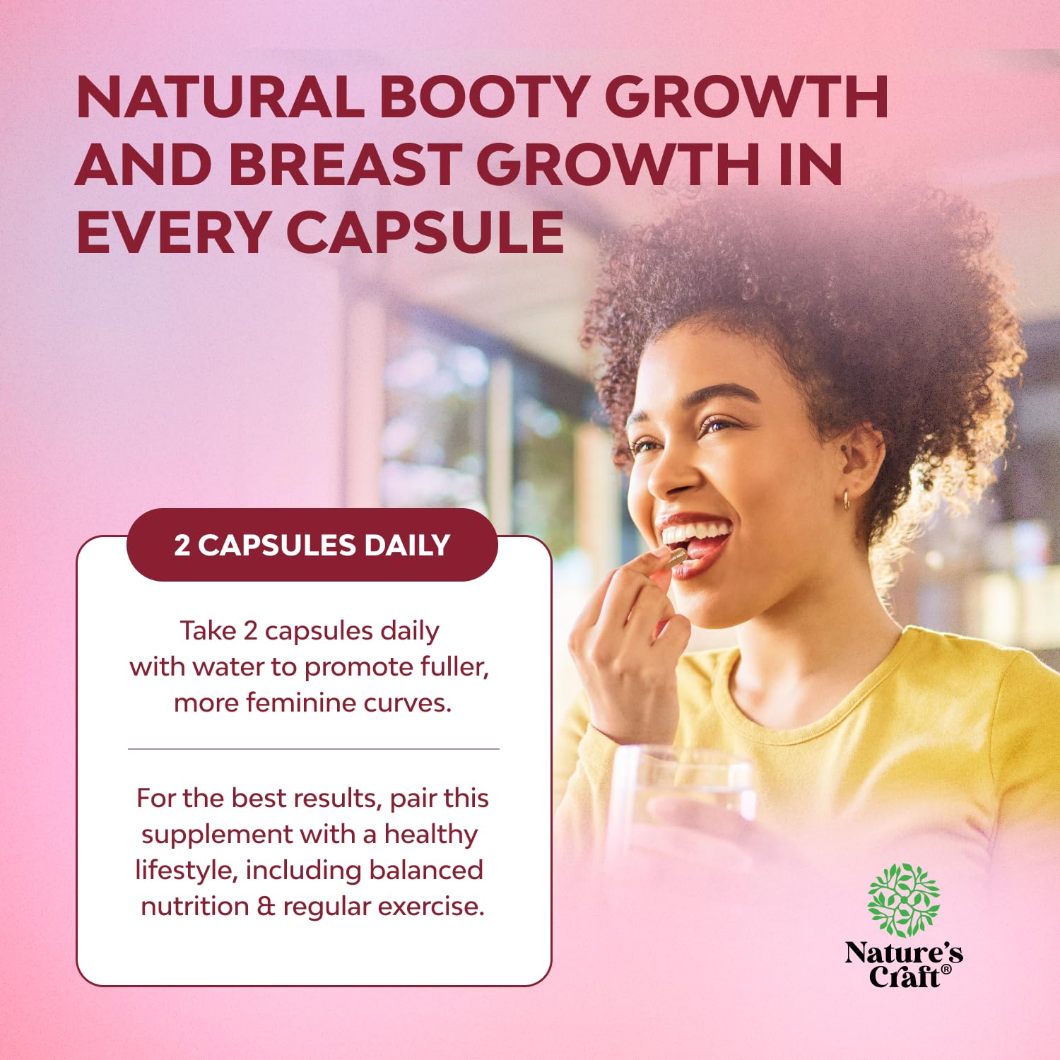 Energy and mood benefits concept image for women's supplement