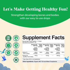 Dropper dispensing vitamin D3 K2 liquid for kids