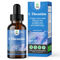 Bottle of Natures Craft L-Theanine Liquid Drops with dropper
