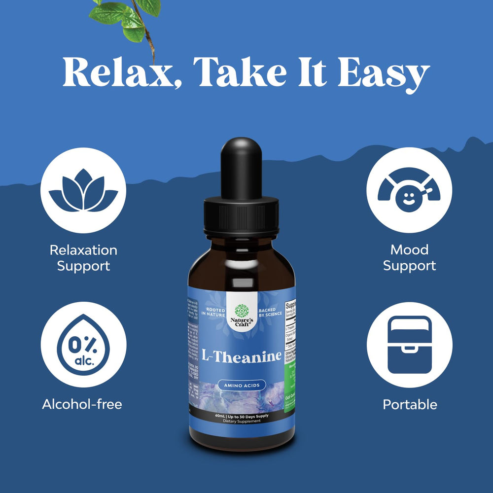 Health and wellness setting with L-Theanine drops
