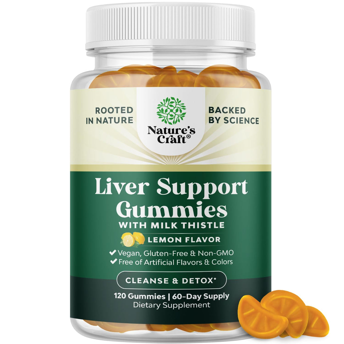 Natures Craft Cleansing Herbal Liver Detox Gummies bottle – Sweet Lemon flavor (60 servings)