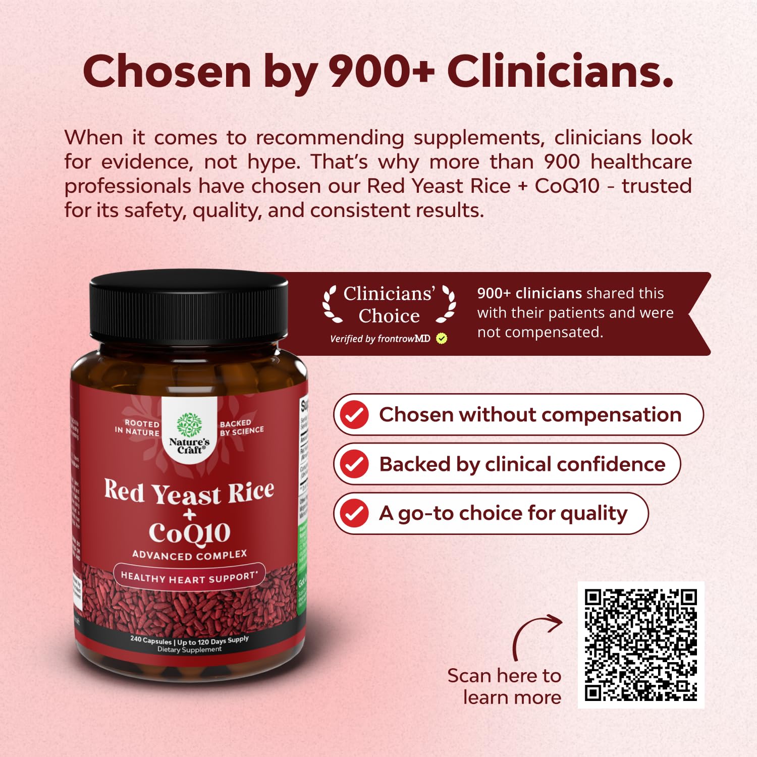 Nature's Craft Red Yeast Rice capsules close-up showing high-potency formula
