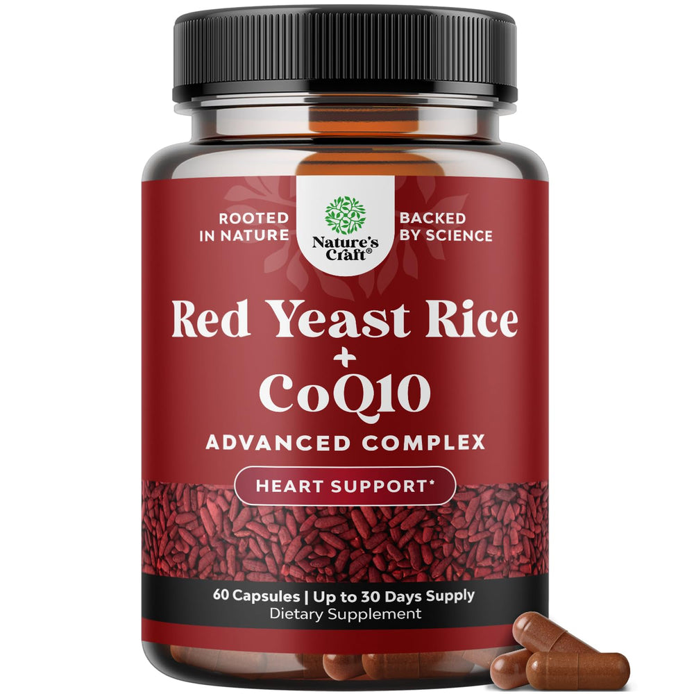 Nature's Craft Red Yeast Rice with CoQ10 capsules, high potency for heart health support
