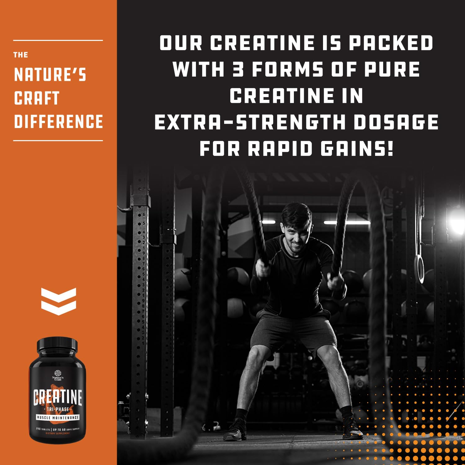 Label highlighting high-strength creatine blend