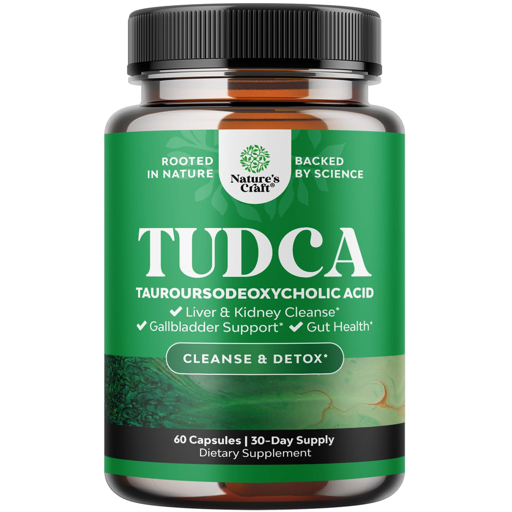 Natures Craft Tudca bottle front shows extra strength 500mg support for liver health.