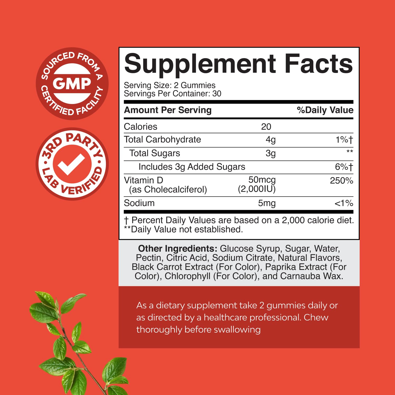 Bottle view of Natures Craft Vitamin D3 Gummies