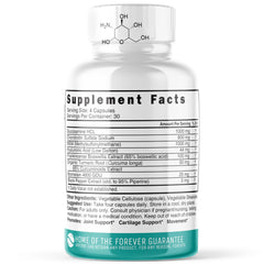 Product label showing ingredients and Nutrition Facts for Nature's Fusions joint complex