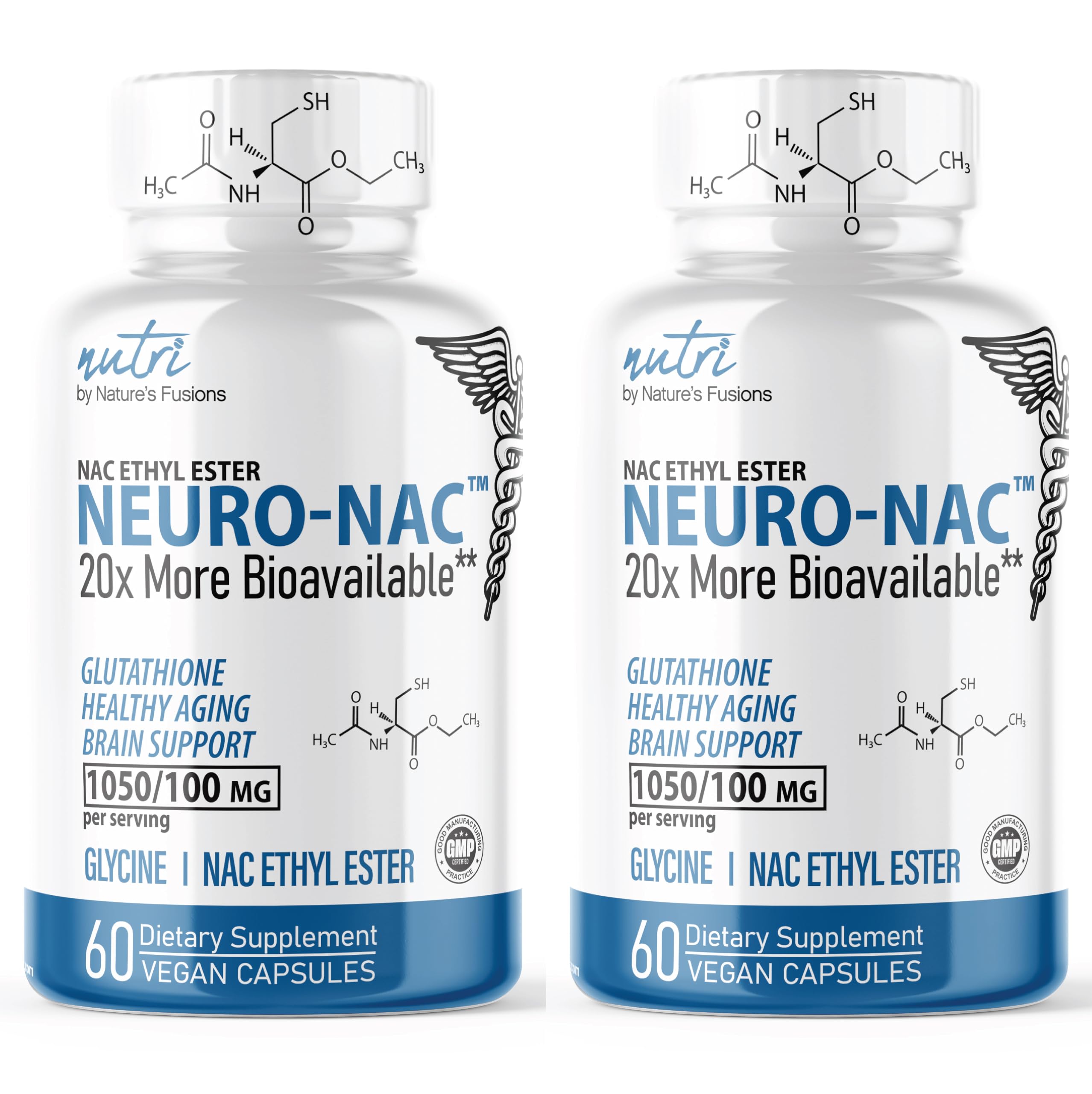 Nature's Fusions NACET Neuro NAC supplement bottle 2-pack