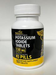 Close-up of potassium iodide tablet 130 mg