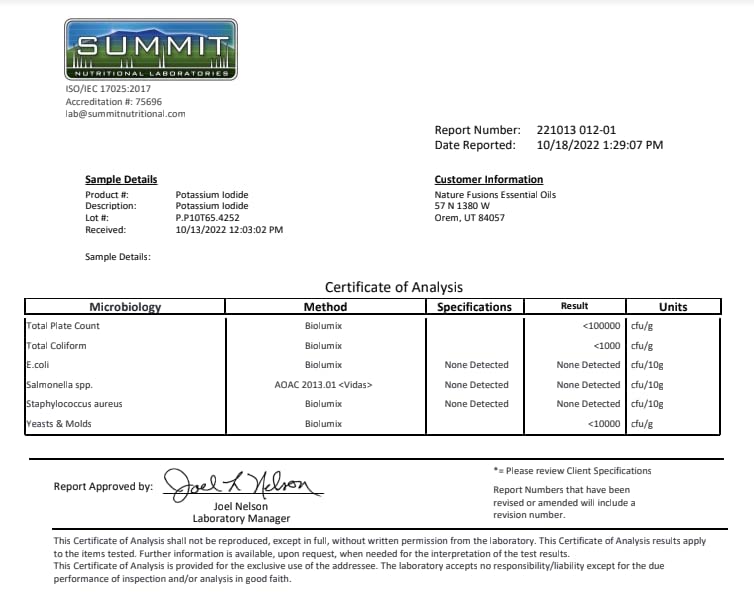 Potassium iodide supplement bottle on shelf