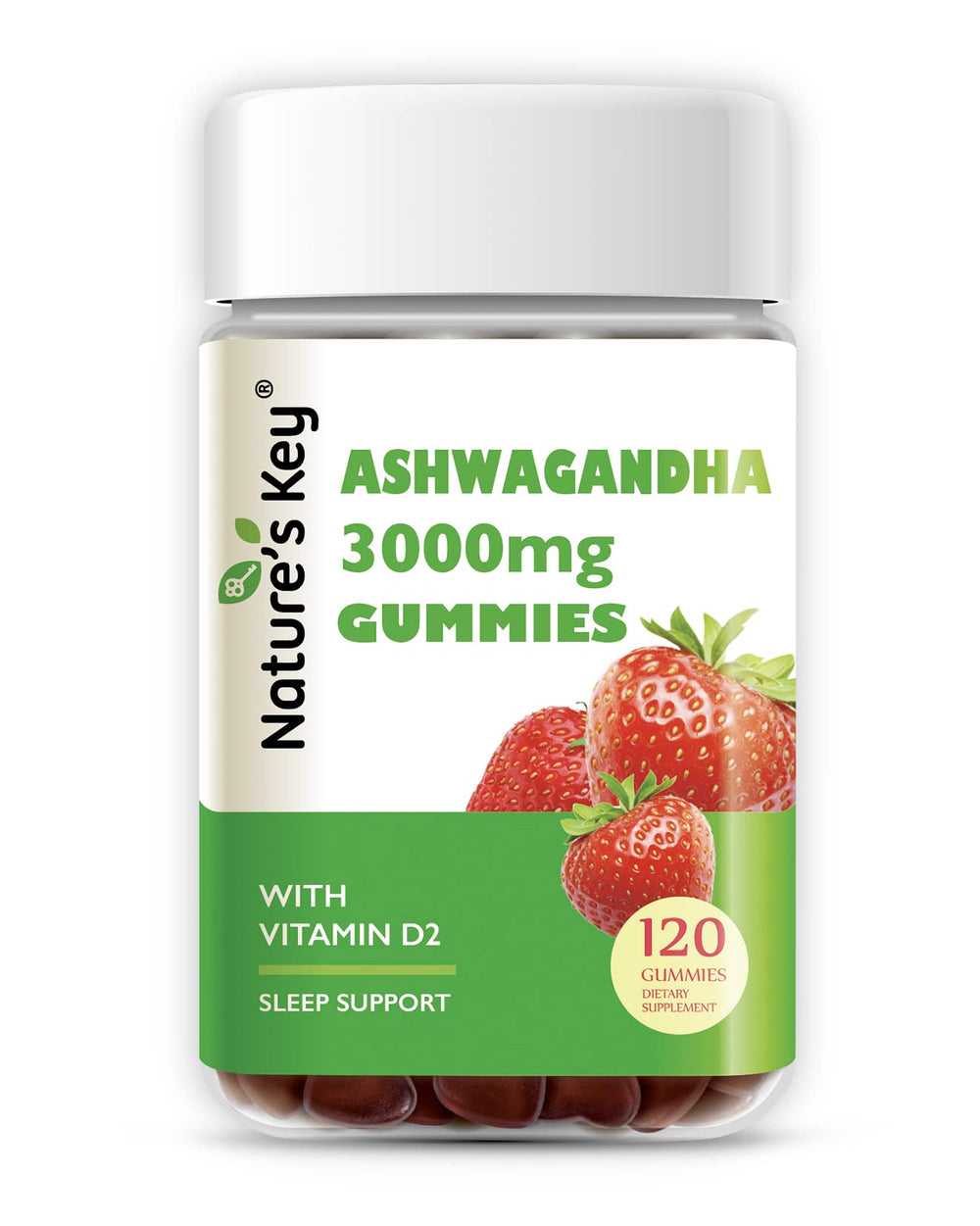 Front view of Nature's Key Ashwagandha Gummies 120 count
