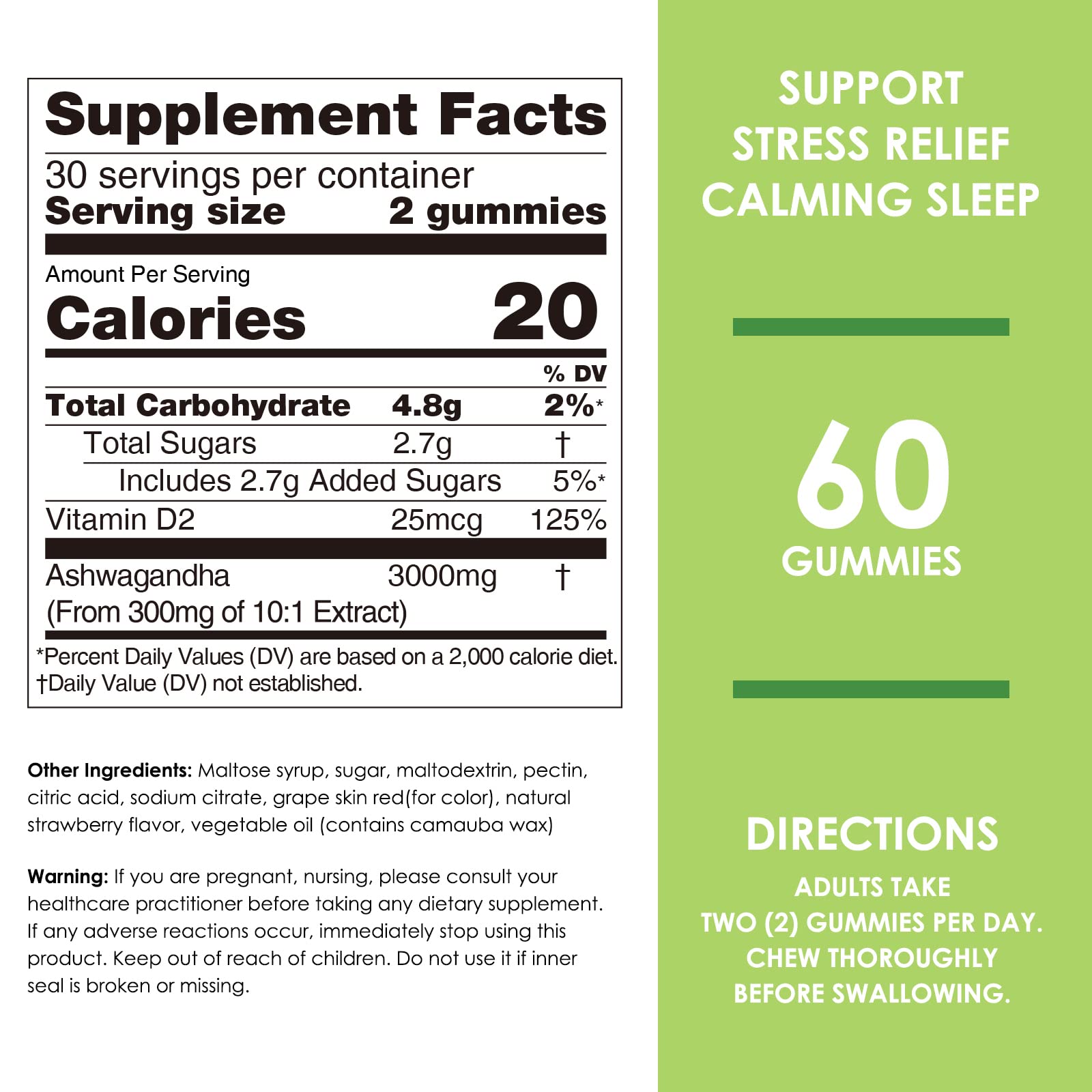 60 count bottle packaging of Nature's Key Ashwagandha Gummies