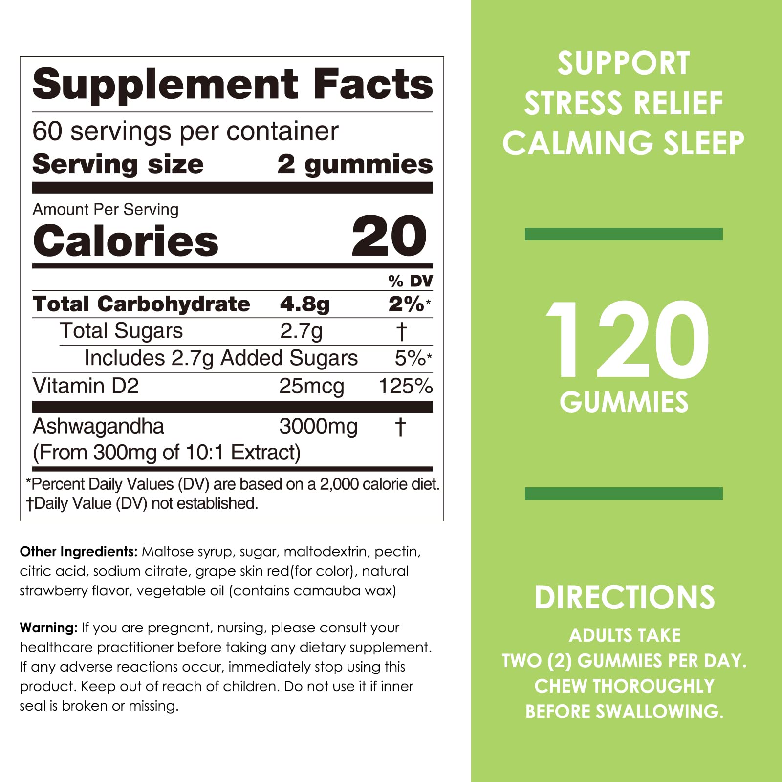 Back packaging view of Nature's Key Ashwagandha Gummies