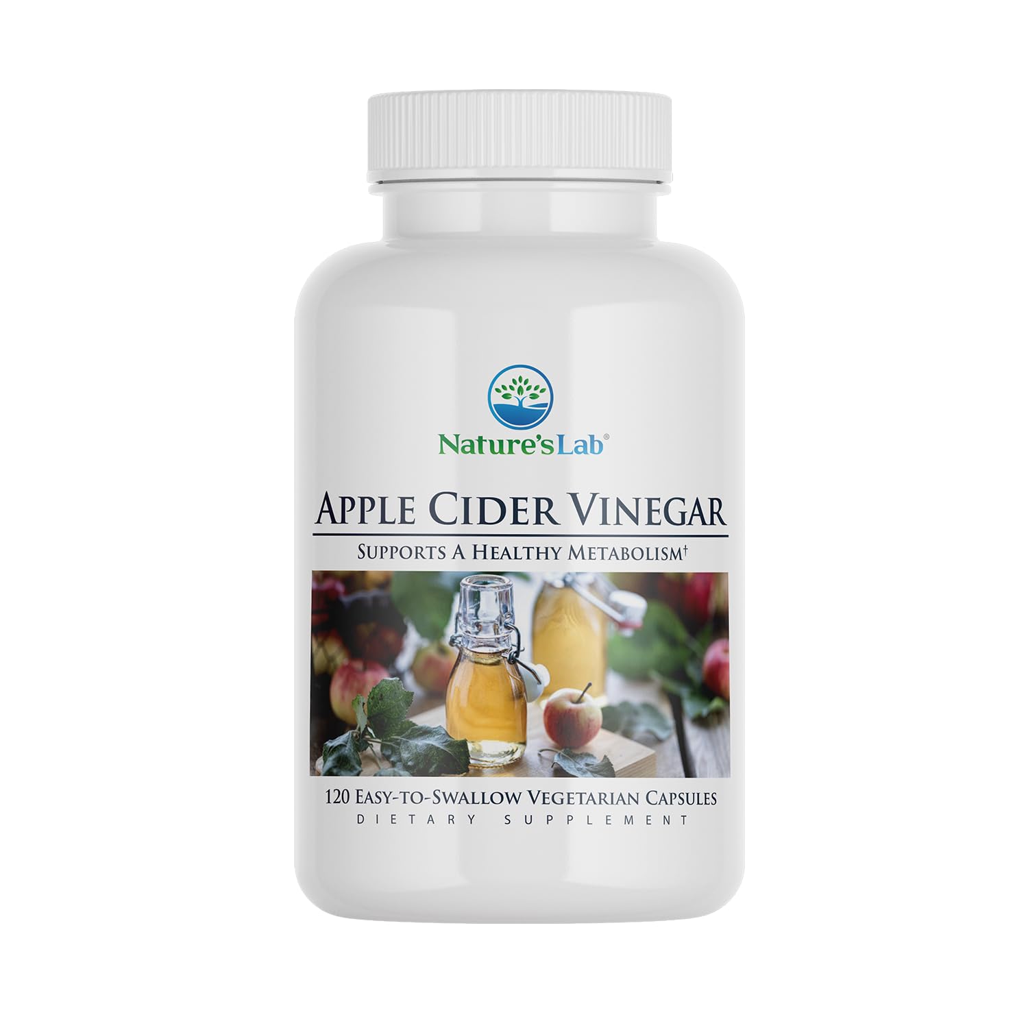 Nature's Lab Apple Cider Vinegar 1200mg bottle for daily wellness use.