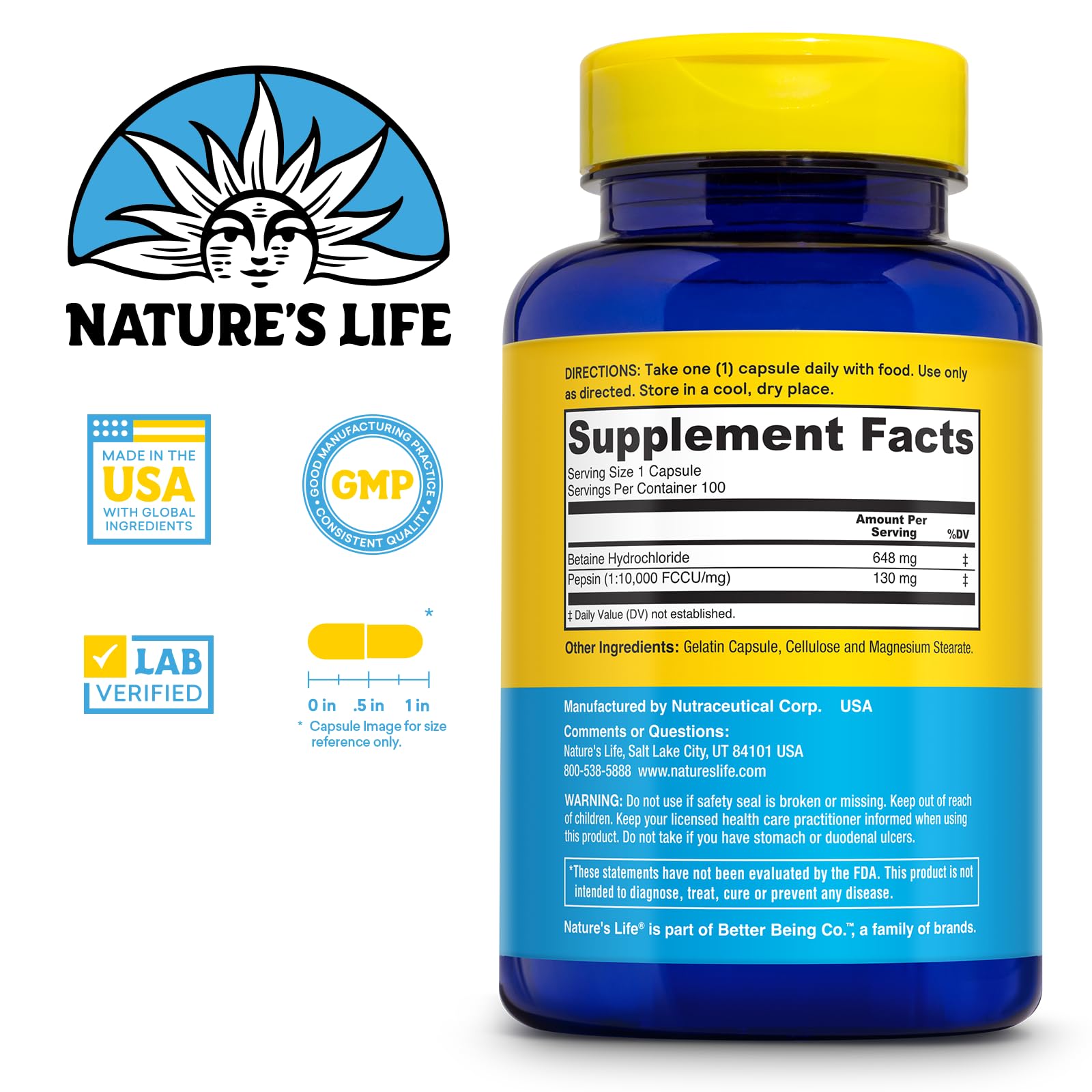 Betaine HCl with Pepsin capsules