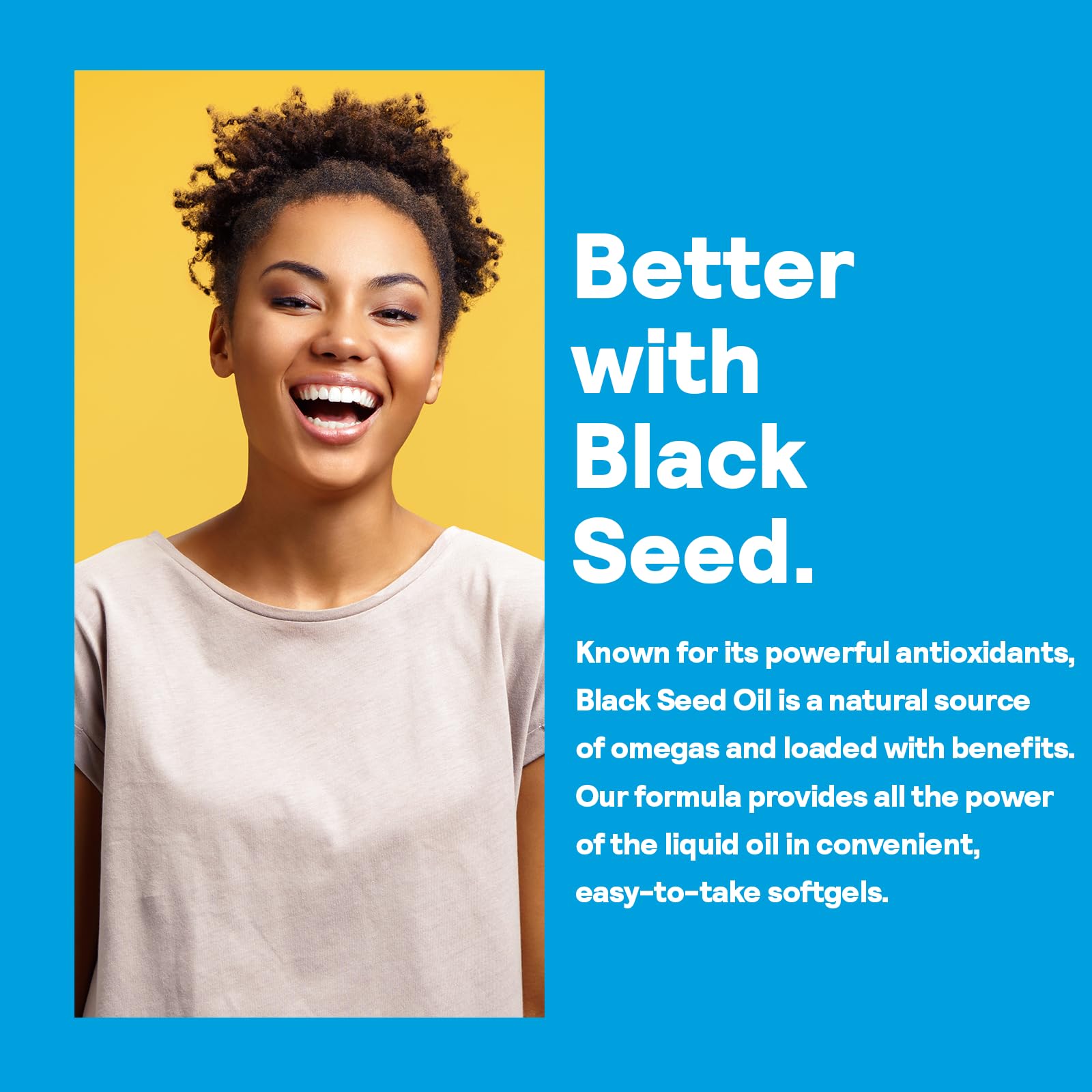 Nutrition facts and ingredients label for Nature's Life Black Seed Oil