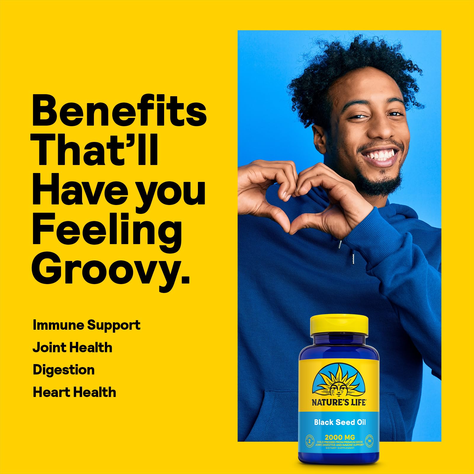 Product image highlighting Thymoquinone and omega-6/omega-9