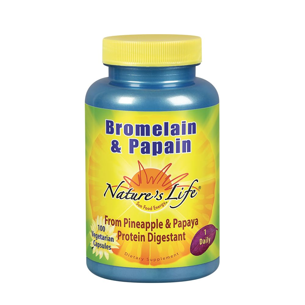Nature's Life Bromelain & Papain Veggie Caps bottle label