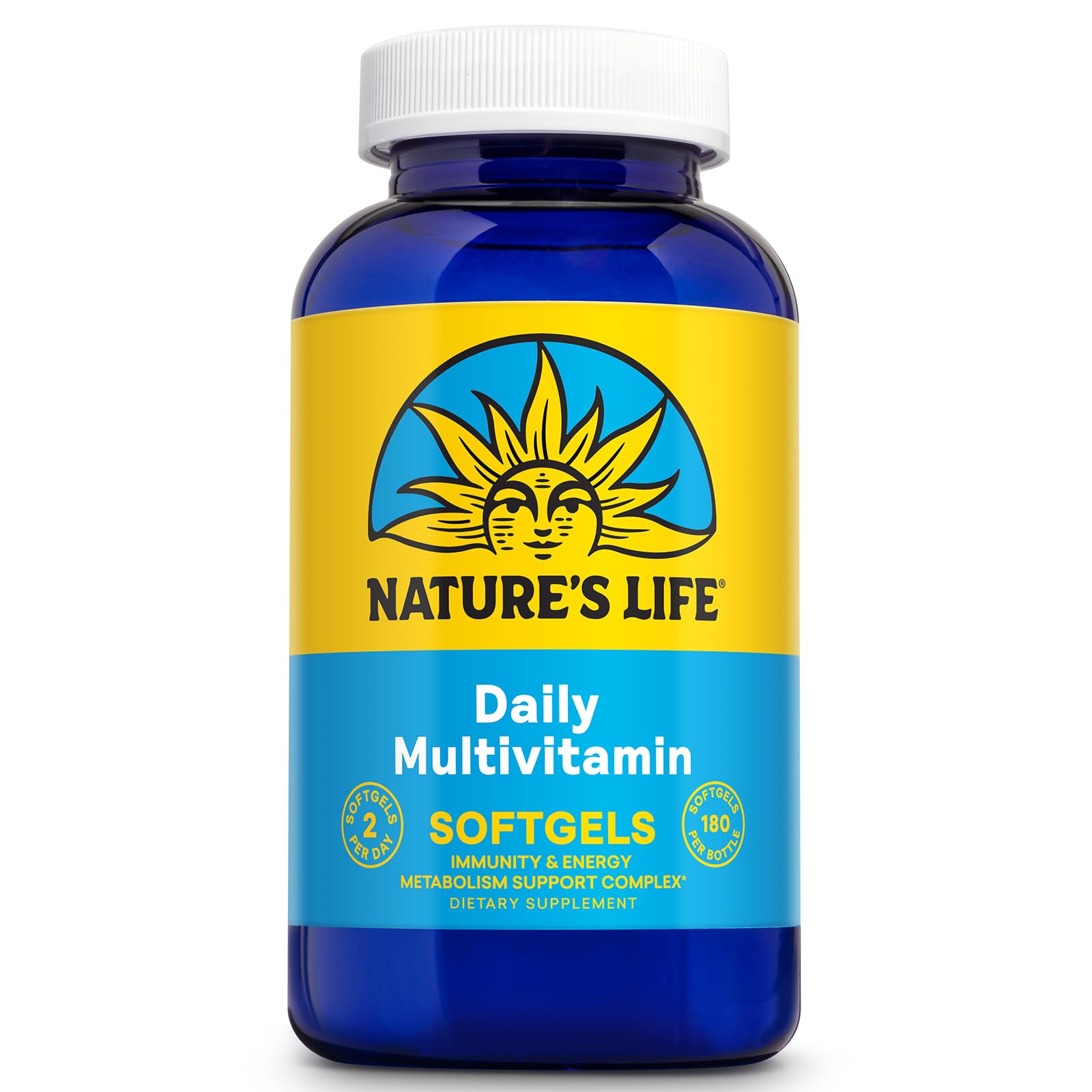 Bottle of Nature's Life Daily Multivitamin for Men and Women with 180 softgels