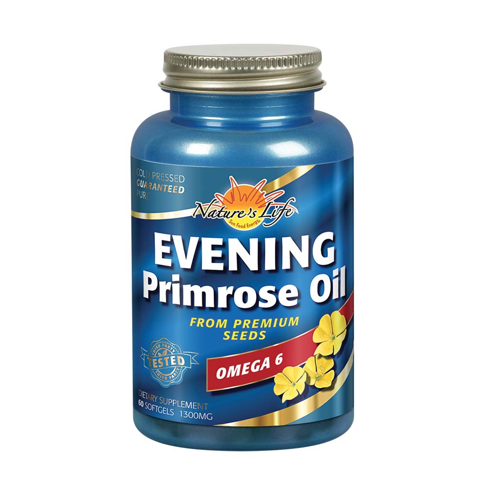 Nature's Life Evening Primrose Oil 1300 mg bottle with 60 softgels