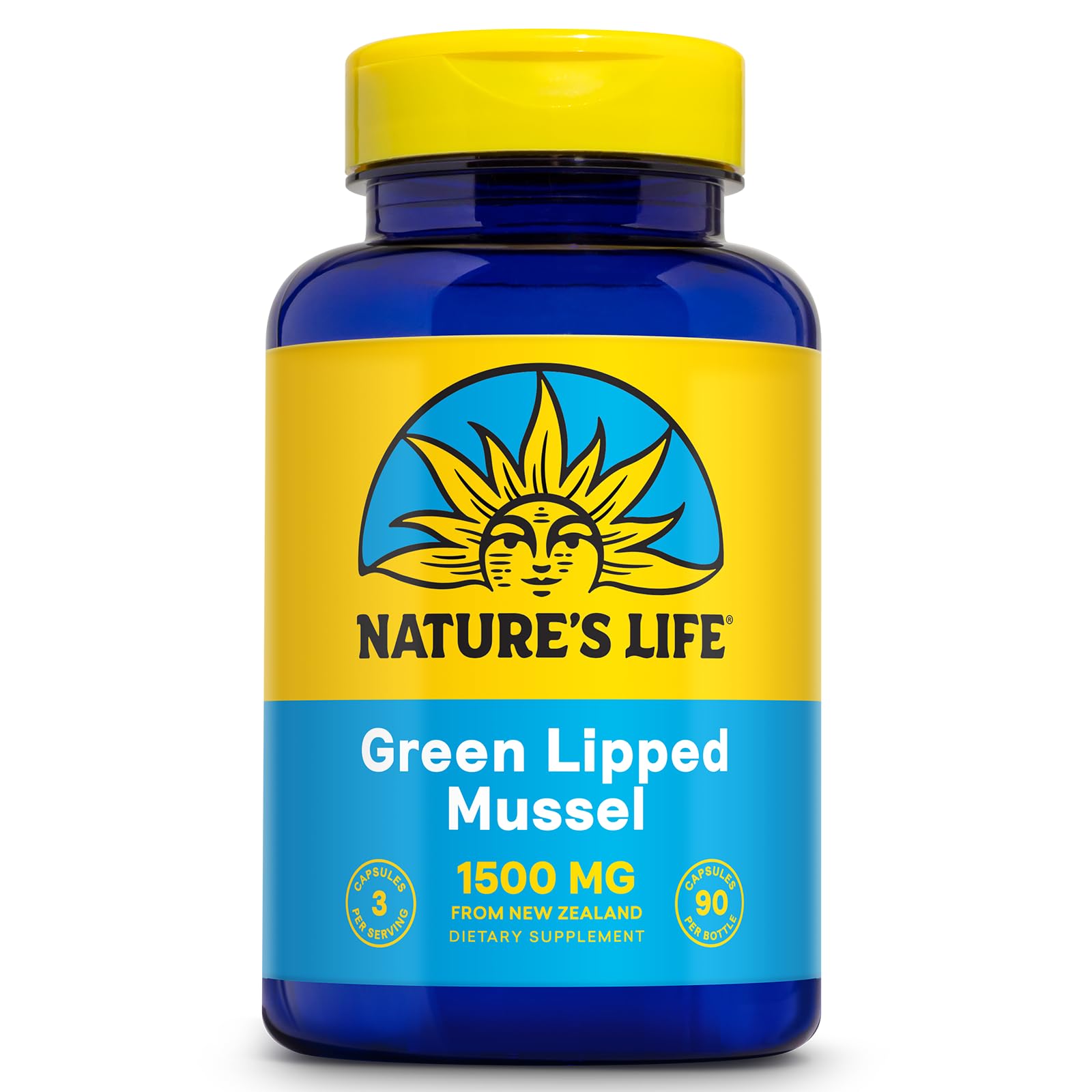 Nature's Life Green Lipped Mussel 1500 mg bottle label